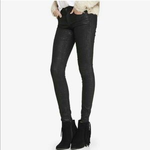 Express-NEW-Black/black Snakeskin stretch denim👠